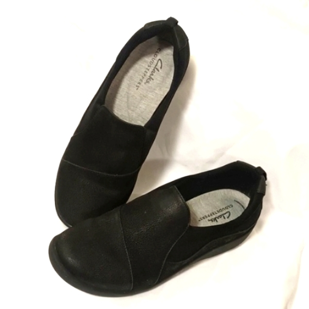 Clark's Cloudsteppers Sillian Paz Black Slip-On Loafers Womens Sz 8
